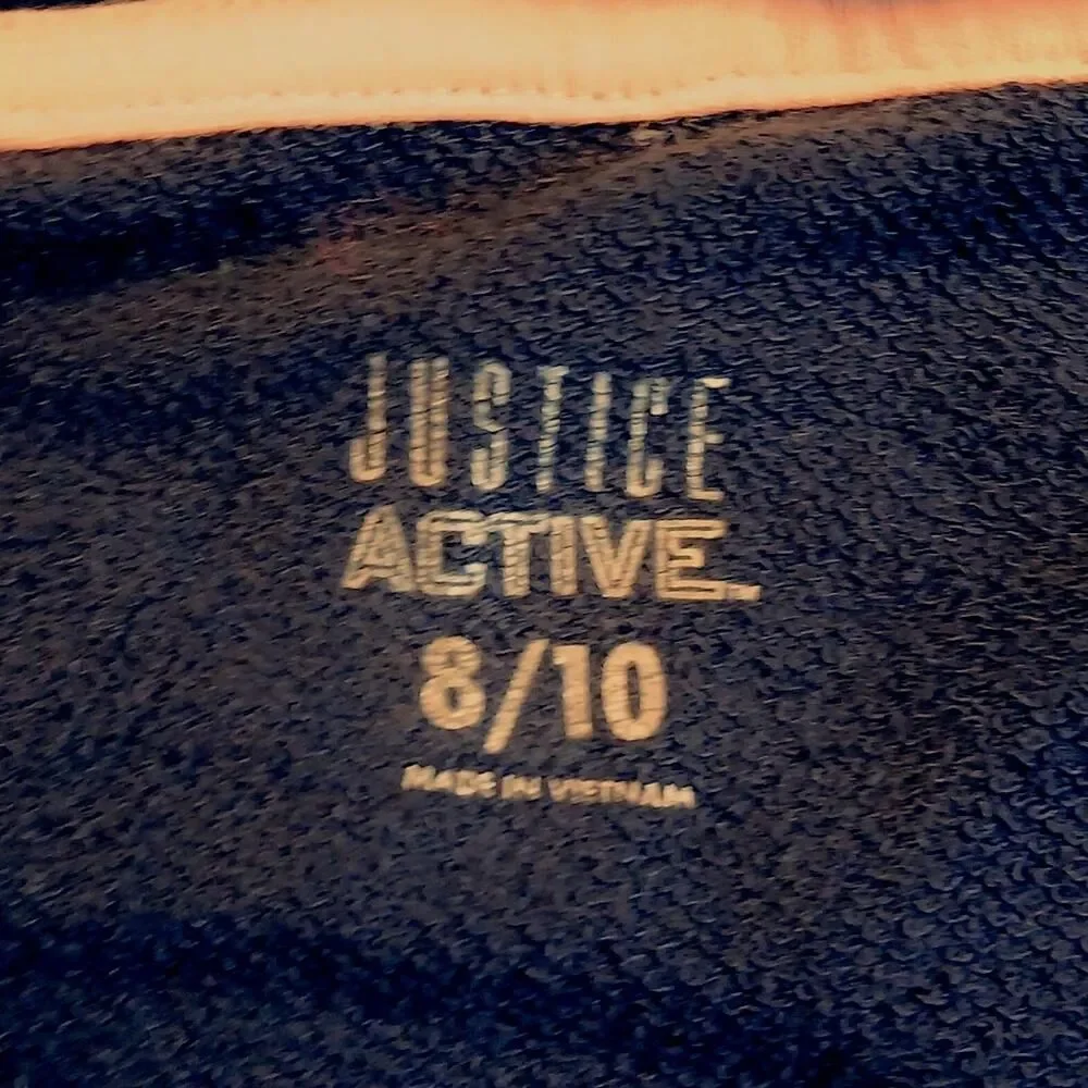 Justice Active Girls Black Soccer w/Large Soccer Emoji Zipper Hoodie - Size 8/10
